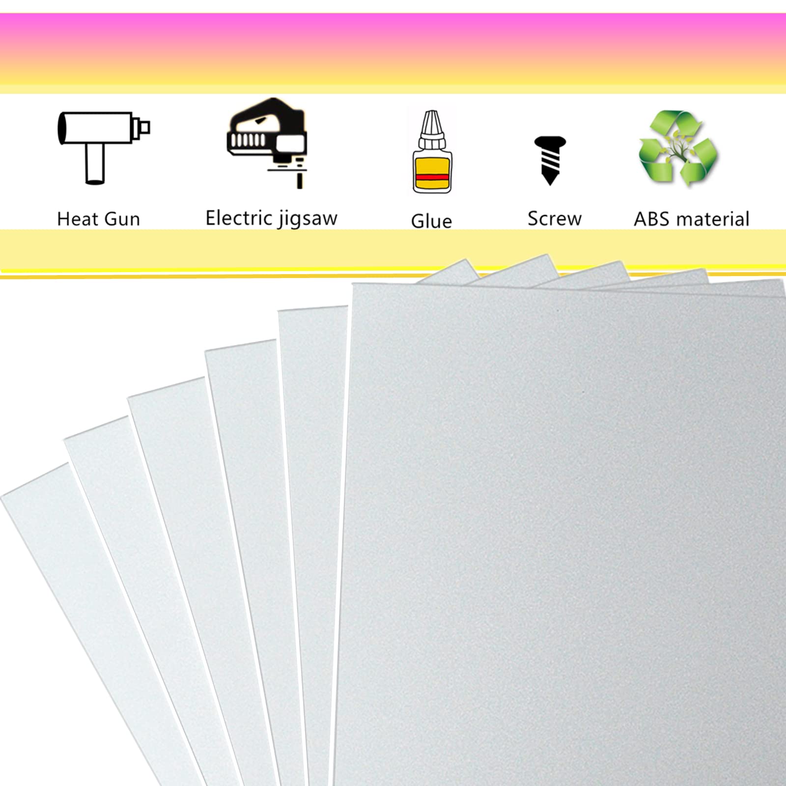 White ABS Plastic Sheets - 6 Pack for Laser Cutting -7