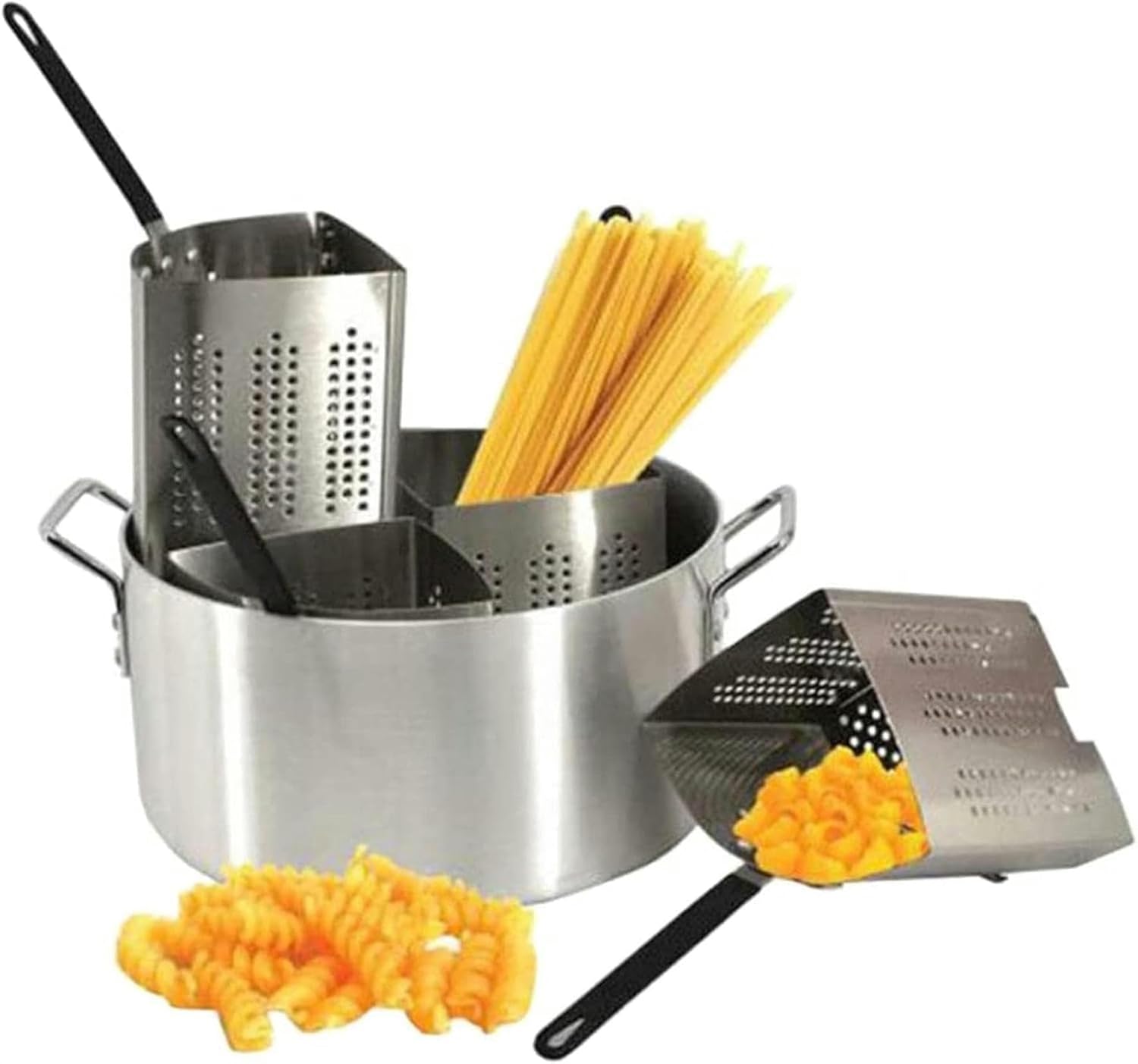 Pasta Pots Pasta Cooker Insert Set, 20 Quart Aluminum Pasta And Vegetable Cooker Dumpling Maker With 4 Stainless Steel Insert Filter Baskets, Commercial Grade