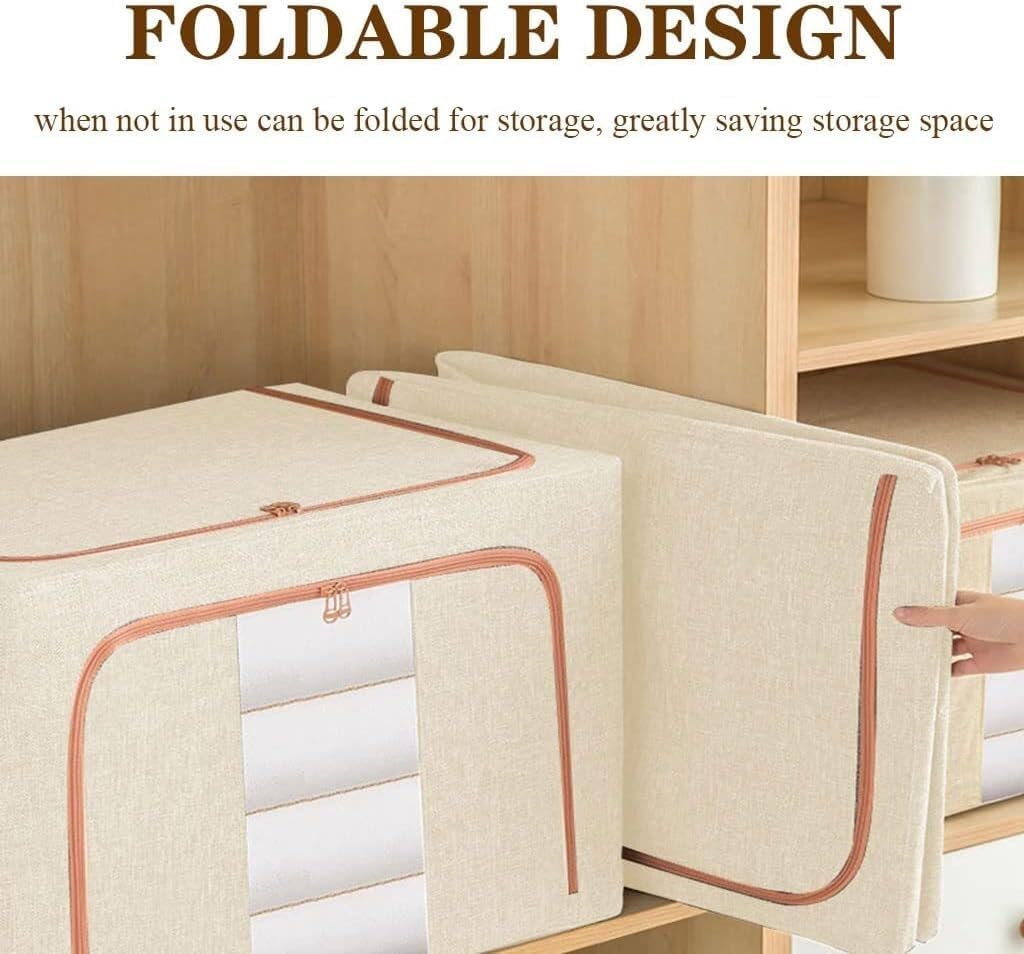 Storage Bins Clothing Storage Bins Foldable Storage Bag with Handle Clear Window Organization Storage Container(C,40 * 30 * 20cm)
