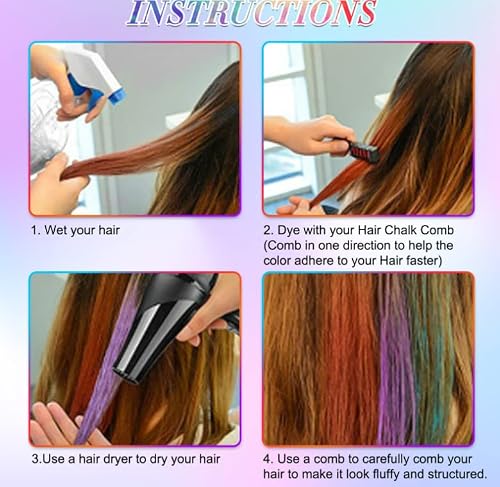 Mokily 10 Pcs Hair Chalk Comb Pens-New Hair Chalk Comb Temporary Bright Washable Hair Color Dye-Gifts Toys For Birthday Party,Easter,Christmas,Halloween,Diy Cosplay Dress Up (10Pcs Colorful) #TOP6