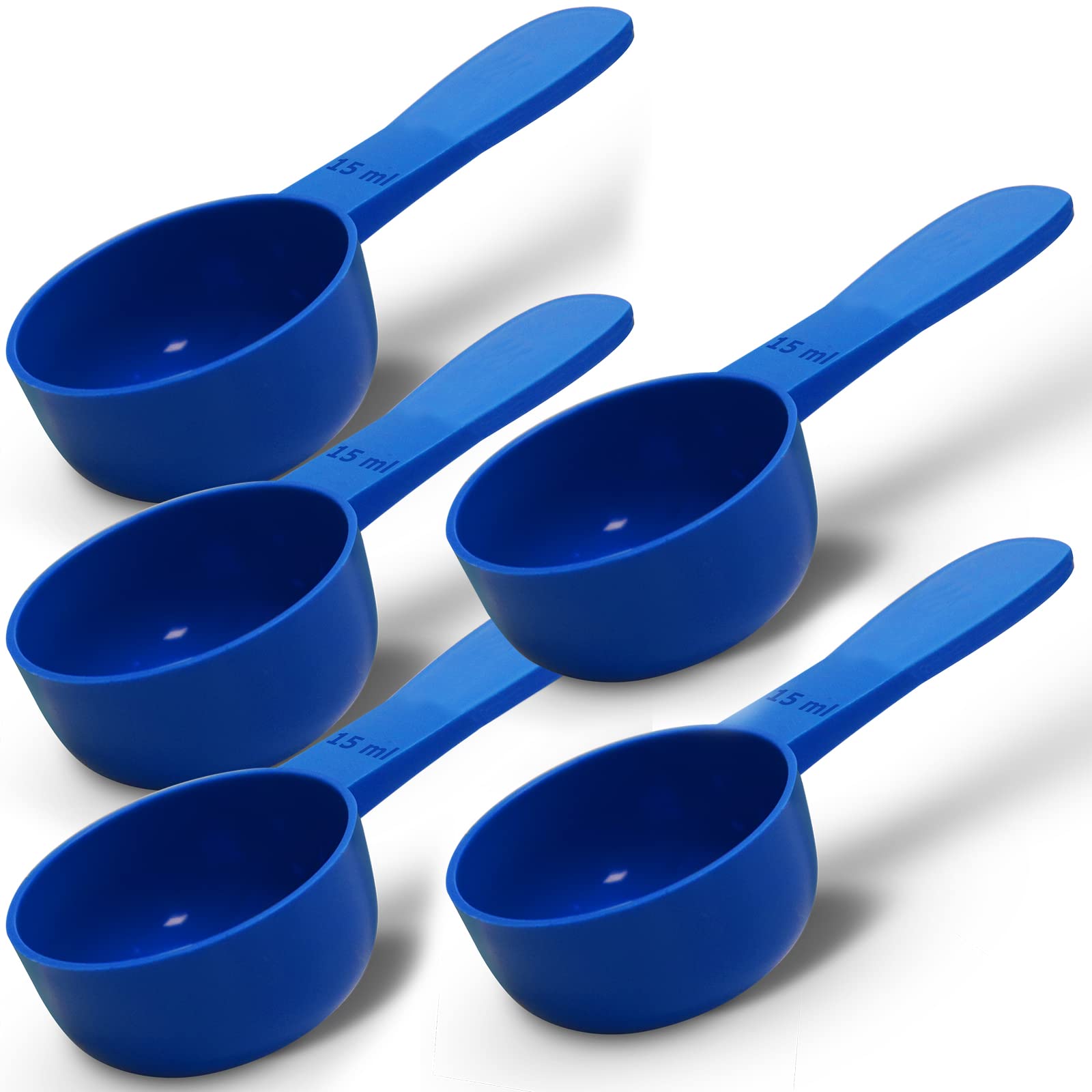 5pc Kit, RE-GEN 15ml Reusable Short Handle Plastic Measuring Spoon Scoops Dosing Spoons | Ideal for Liquids, Powders, Granules, Home, Kitchen, Catering, Healthcare, Fitness