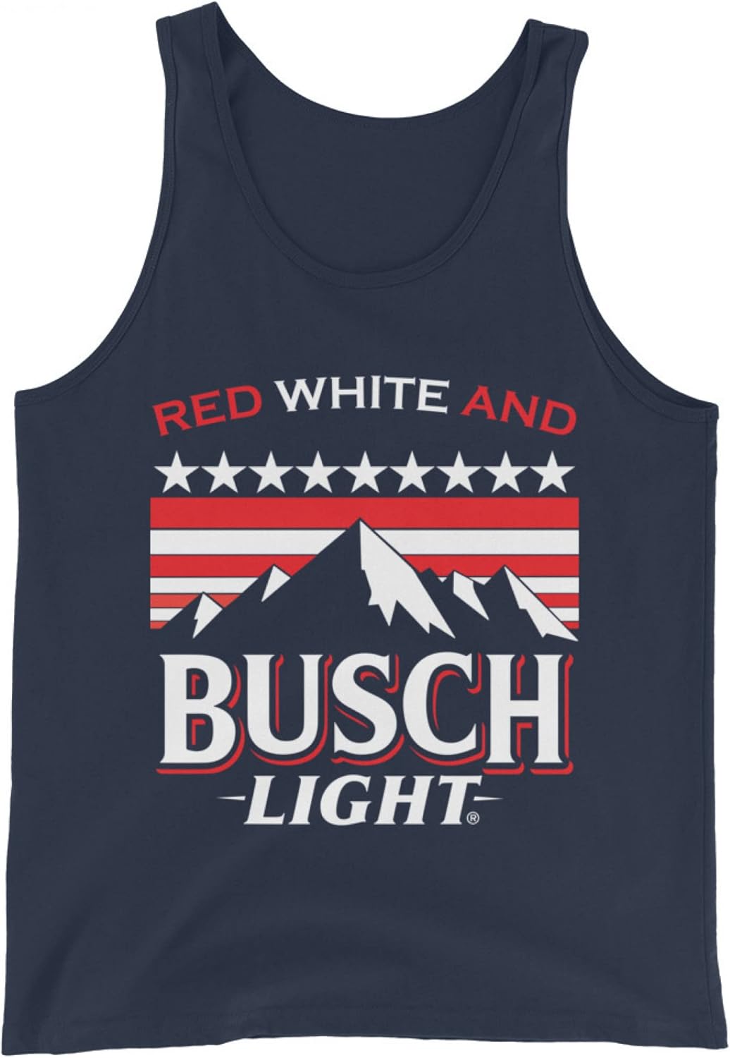 Busch Light Red White Light Mountains Navy Tank Top