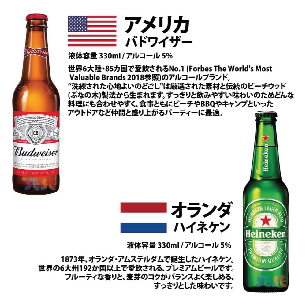Amazon.co.jp: SESE 世界のビール 6本飲み比べセット バドワイザー