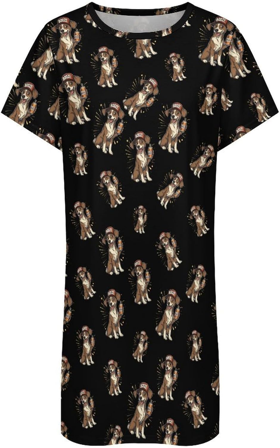Booze Hound Nightgowns for Women Short Sleeve Sleep Dress Casual Sleepshirt Night Gowns Pajamas