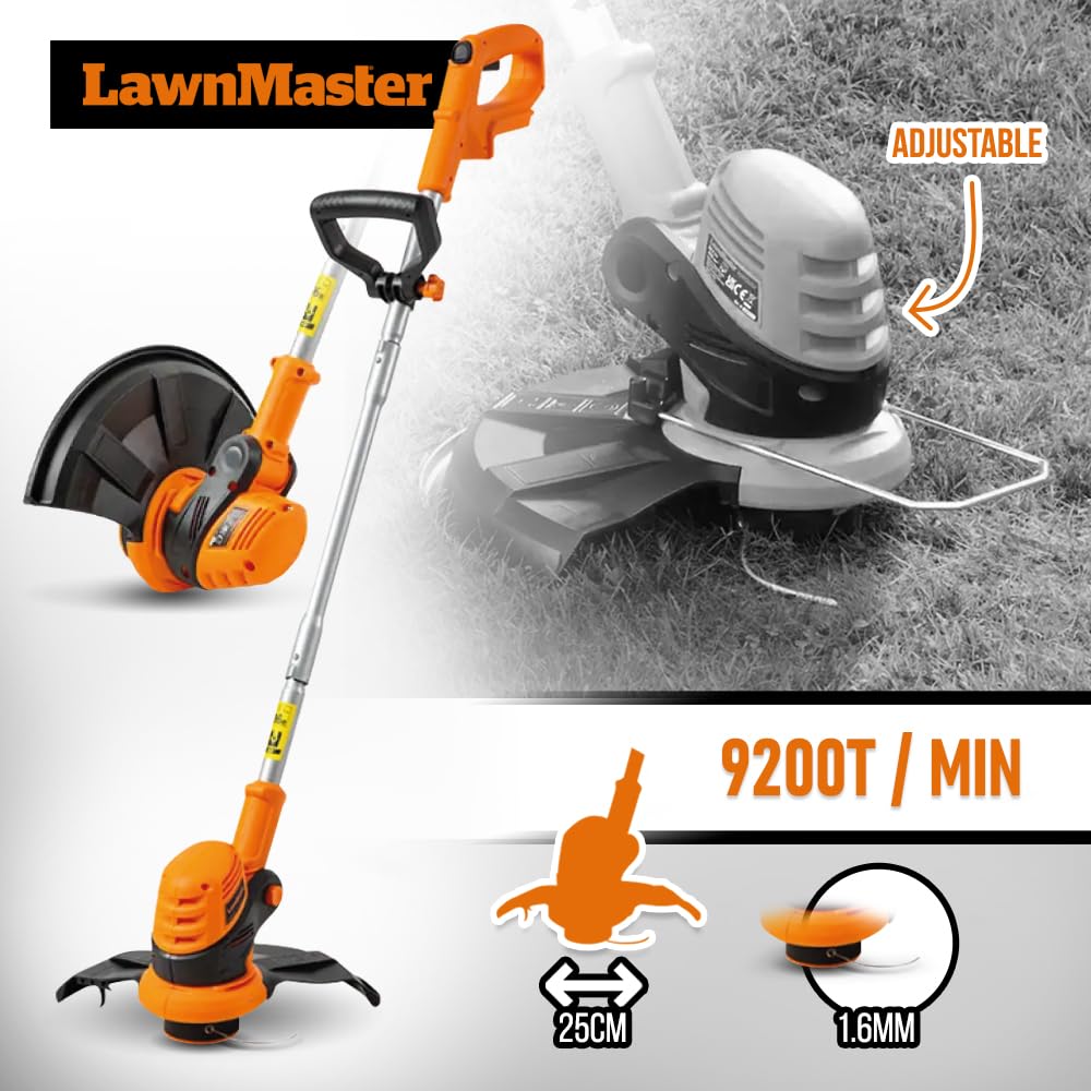 Lawnmaster - Robot cortacésped independiente de 24 V inalámbrico perimetral, el robot más simple del mercado + corte bordes 24 V y 2 baterías.