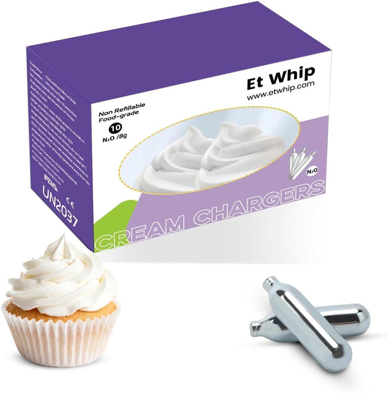 Whipped Cream Charger 8g-10 pack×5 Professional Culinary Use for Whipped Toppings, Mousses & Foams