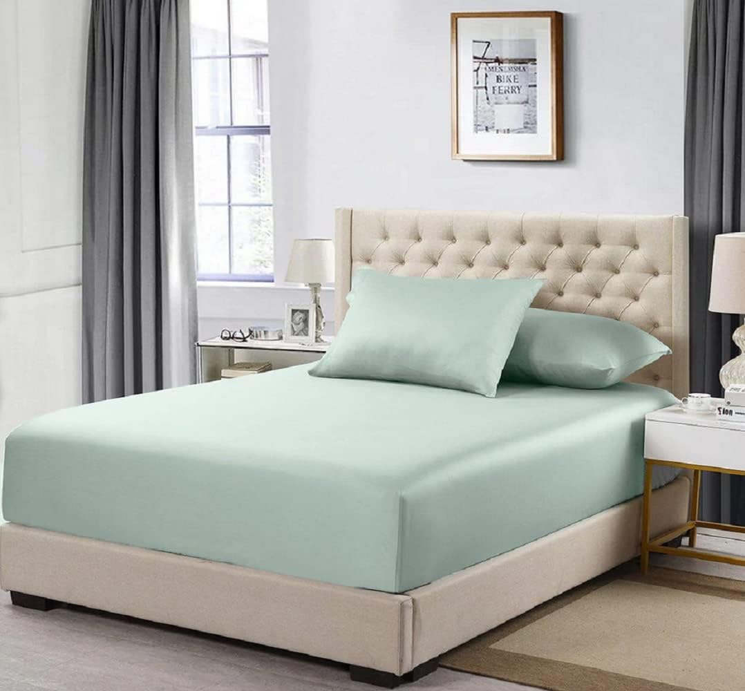 Percale Fitted Sheet, Extra Deep Pocket (22 Inches) Queen Size Fitted Sheet Only, Solid Grey