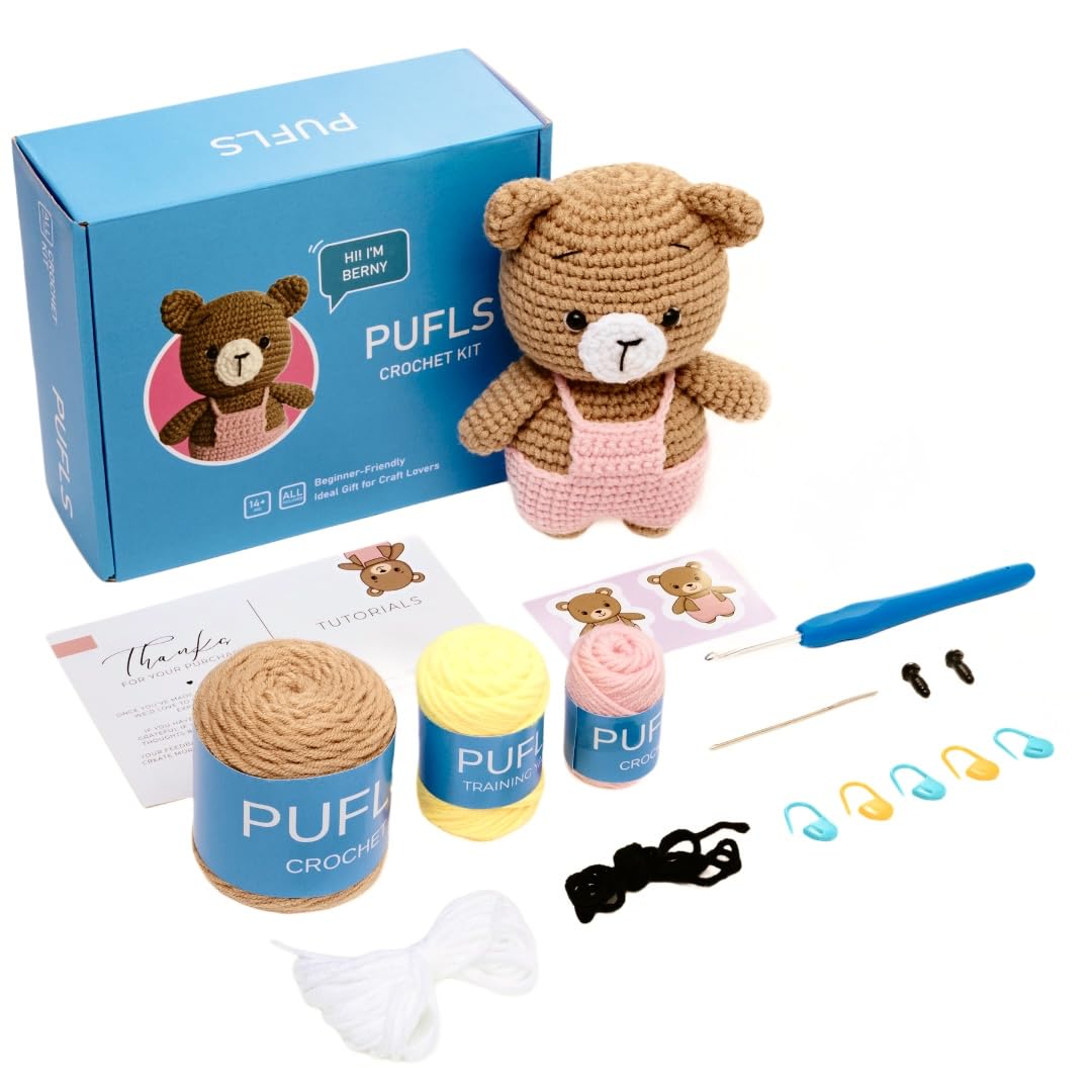 Amazon.com: PUFLS Bear Crochet Kit for Beginners Kids, Beginner