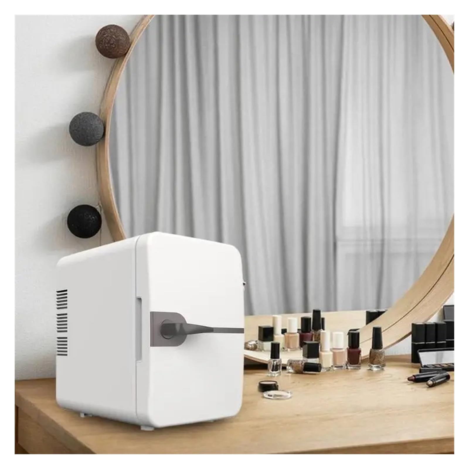 Refrigerador portátil for Coche de 6 litros con asa for el hogar, Ideal for el Cuidado de la Piel, Maquillaje, Bebidas y Almacenamiento de Alimentos Frescos.(White EU)