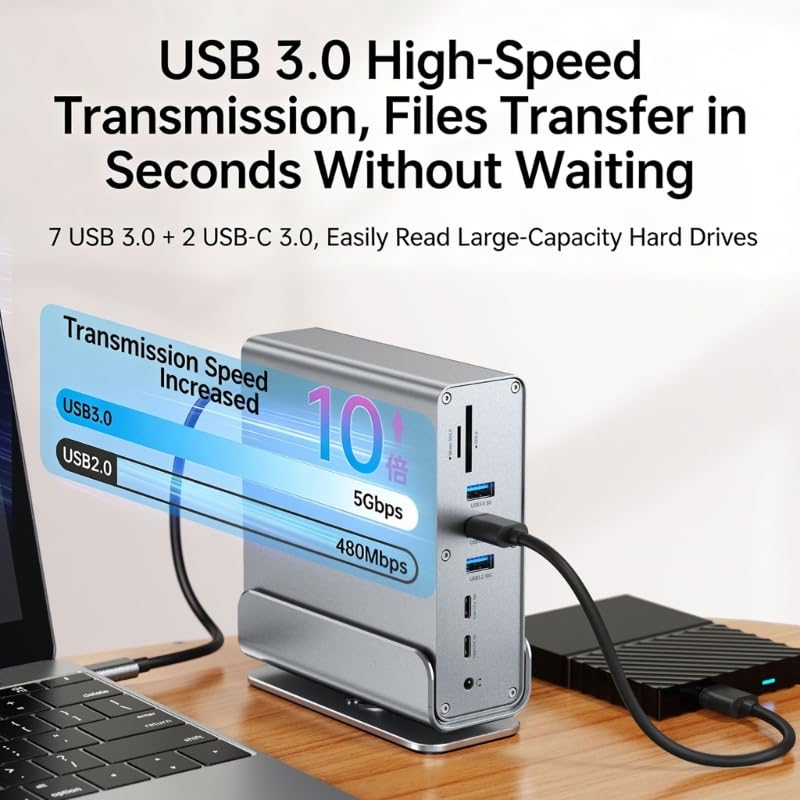 Il portatile 15 in 1 hub di USB C per la casa dell'ufficio include HDTV e porta Ethernet