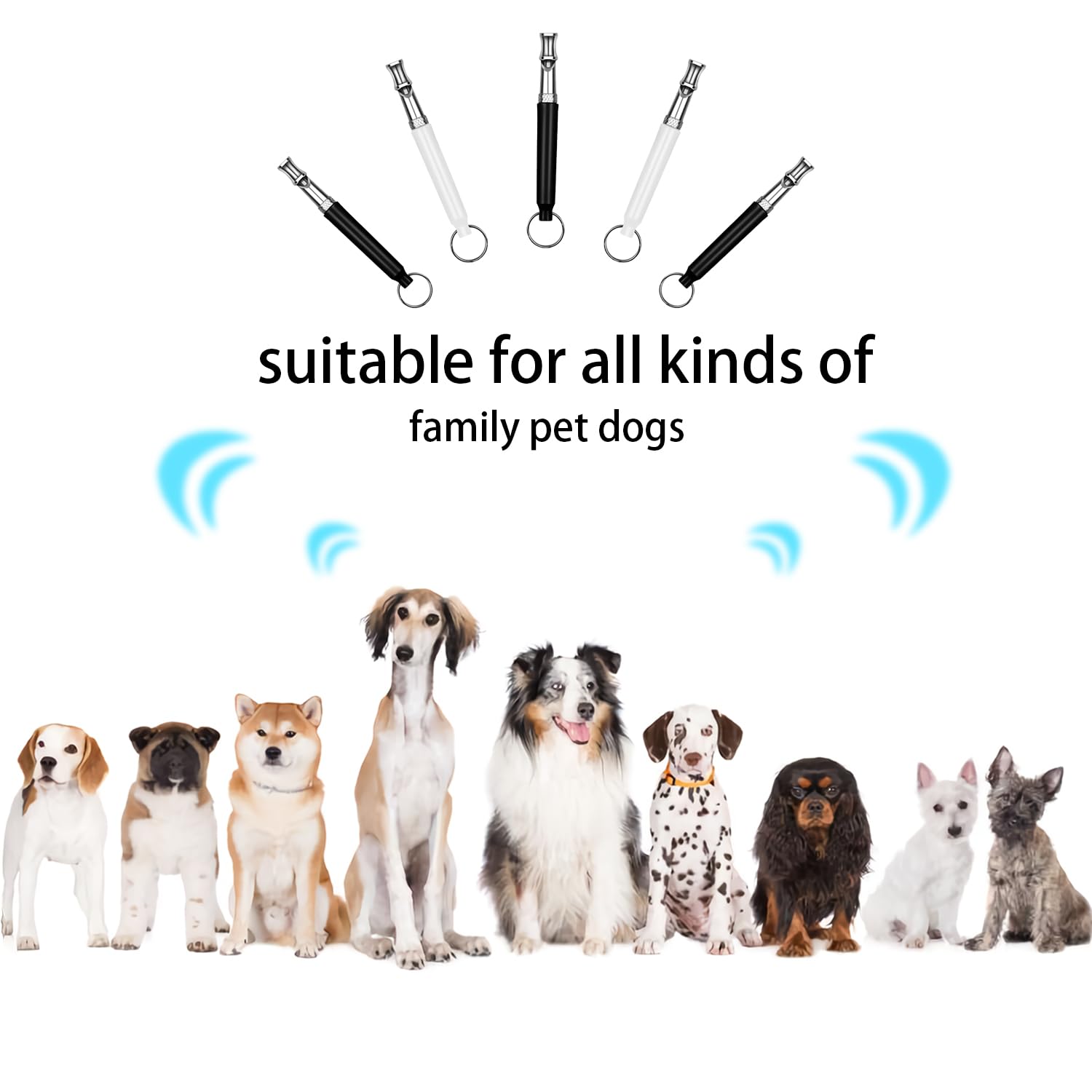 Silbatos de entrenamiento para perros, 2 unidades, retirada profesional, deja de ladrar, silencioso, ajustable en blanco y negro, con cordón
