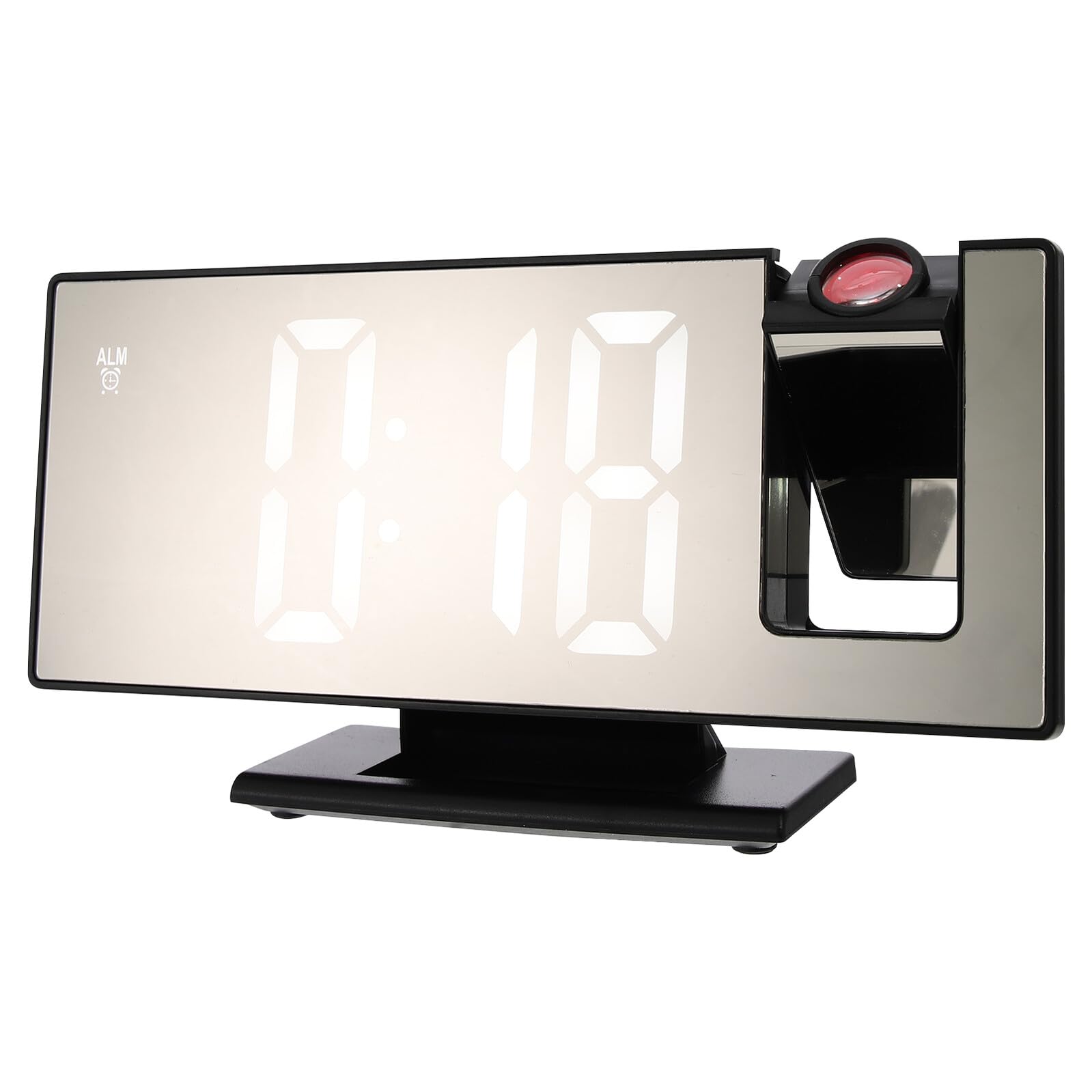 Hemobllo Reloj Despertador Digital con Proyector Giratorio Pantalla Grande LED Luz de Fondo para Mesita de Noche Oficina y Dormitorio Negro