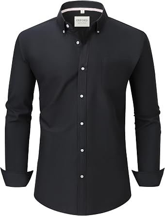 Mens Oxford Dress Shirts Long Sleeve Button Down Collar Shirt with Pocket