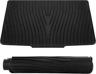 Teenyyou Extra Large Silicone Dish Drying Mat with Drain Lip, Black