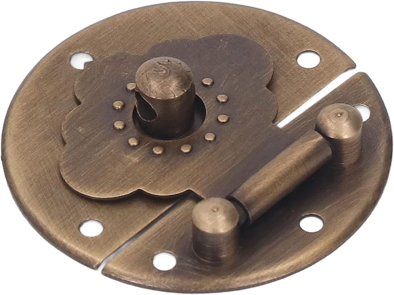Decorative Hasps, Round Embossing Copper Hasp Retro Wooden Box Lock Hasps, Brass Clasp for Wedding Card Boxes Wine Oval Hinges W Hardware Antique Bronze Color (Antique Bronze)