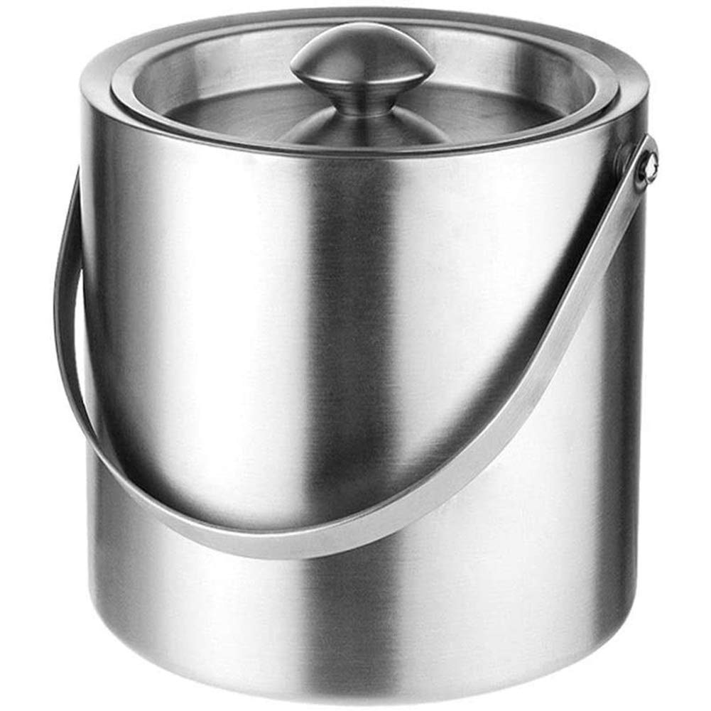 Cubitera con Tapa y Pinzas para Hielo, Cubitera aislada con Tapa sellada y Pinzas, Grande de Acero Inoxidable de 2/3 litros con diseño Moderno