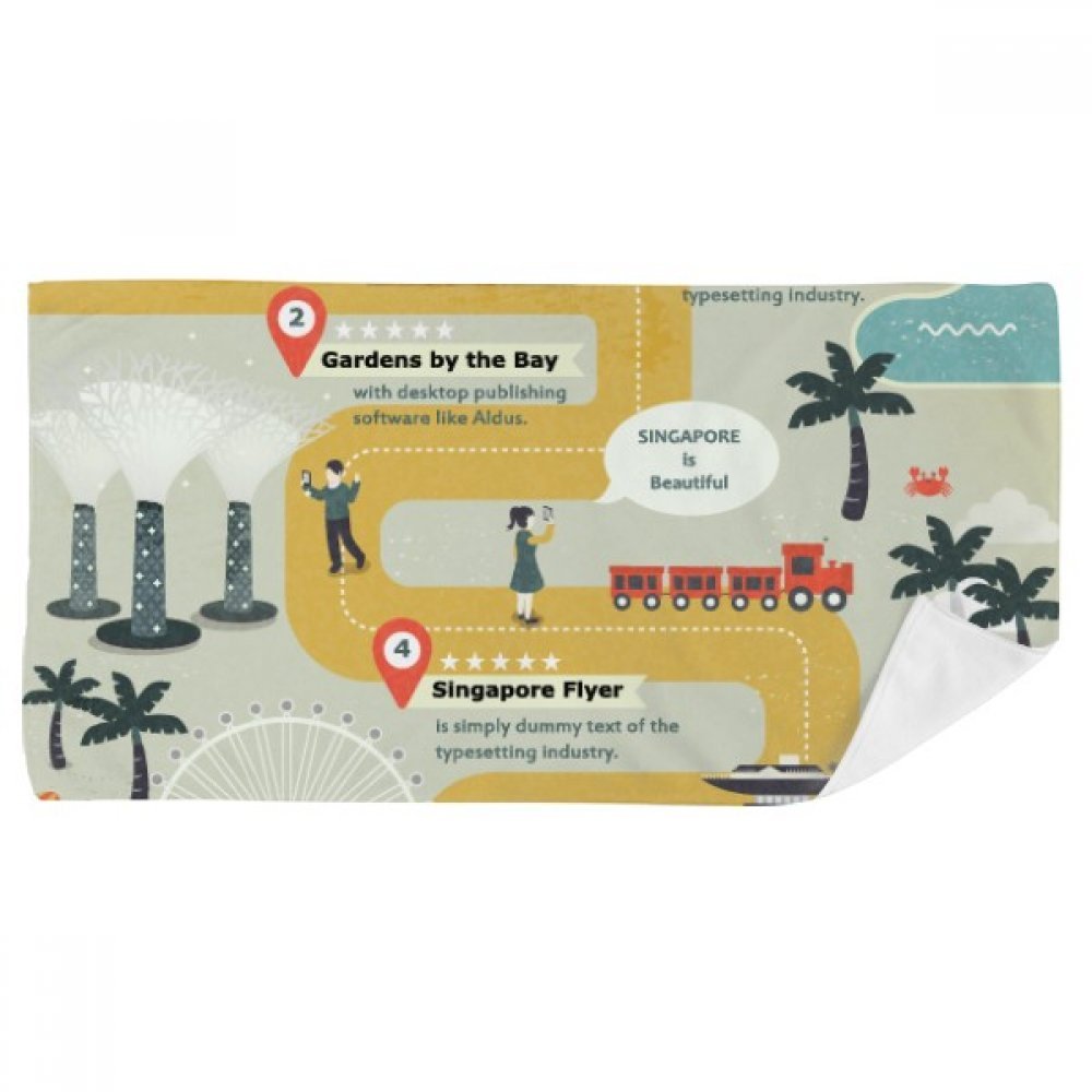 Serviette de bain Singapour 35x70cm douce multicolore motifs routes célèbres