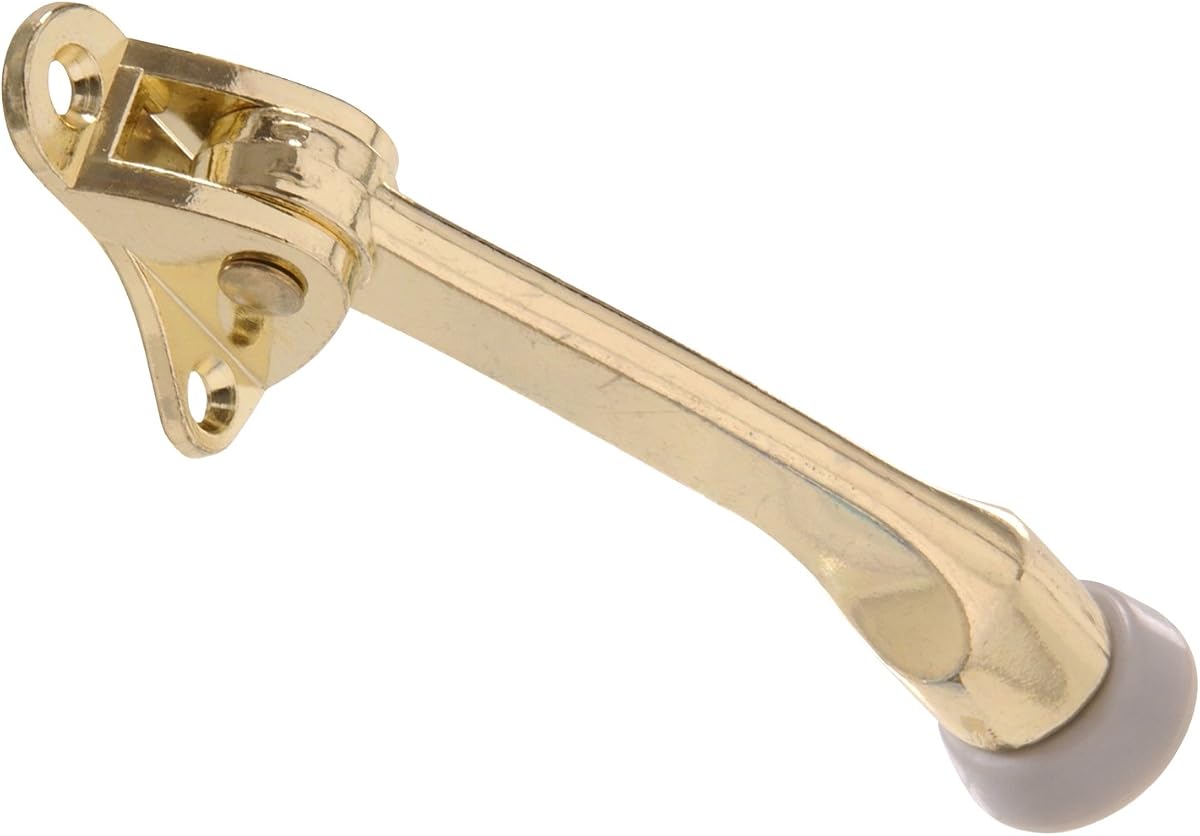 The Hillman Group 851332 4-Inch Kickdown Door Stop, Brass Finish