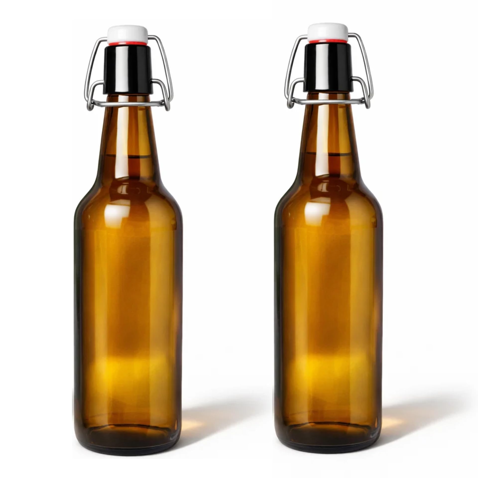 6 bottiglie di vetro marrone da 500 ml con chiusura a leva, per birra, succhi di frutta, olio con etichette