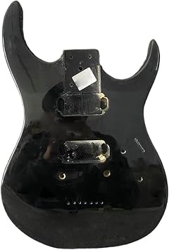 Black 6 String Solid Wood Electric Guitar Body Double Pickup DIY