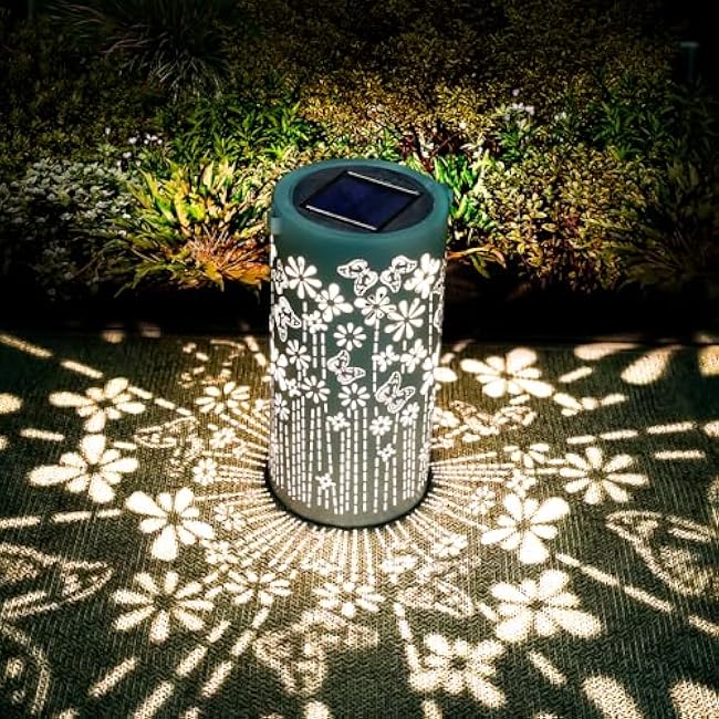 Solar Lanterns Outdoor Waterproof, PISANDU Hanging Solar Lights with Shepherd Hook, Metal Butterfly Outdoor Hanging Lanterns LED Solar Lantern for Patio, Porch, Pathway, Landscape, Yard, Garden