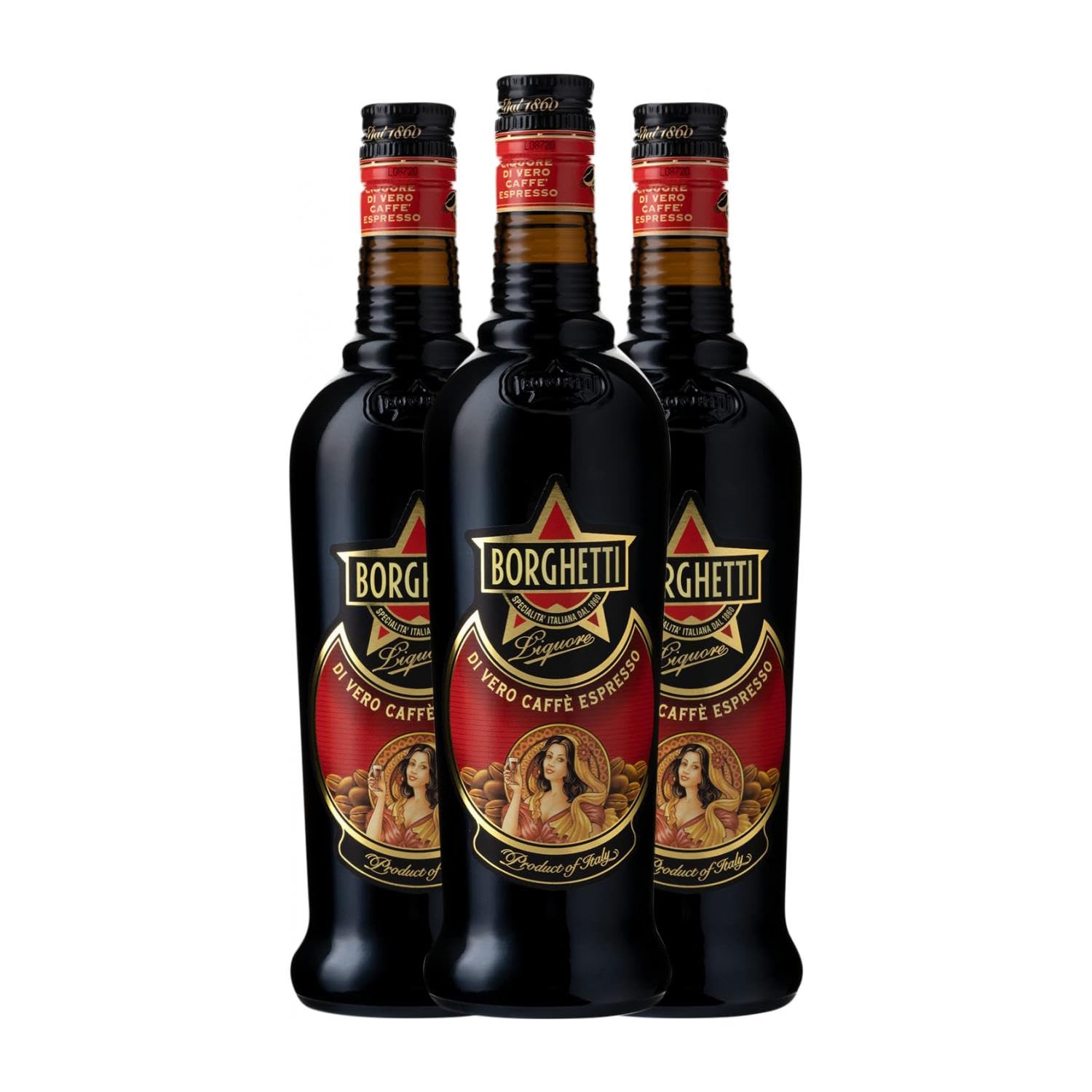 Licores Marie Brizard Mini Pack Borghetti di Vero Cafe Expresso Licor de Café 70 cl (Caja de 3 Botellas de 70 cl)