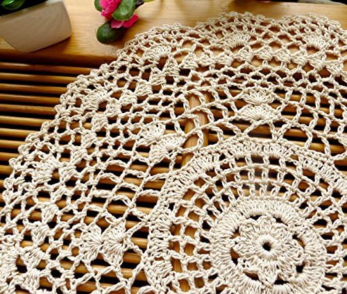 Miniatura 2 de Lelefly Camino de mesa de encaje de ganchillo hecho a mano de algodón, manteles redondos, tapetes, tocador, bufanda, decoración, 2 unidades, 12