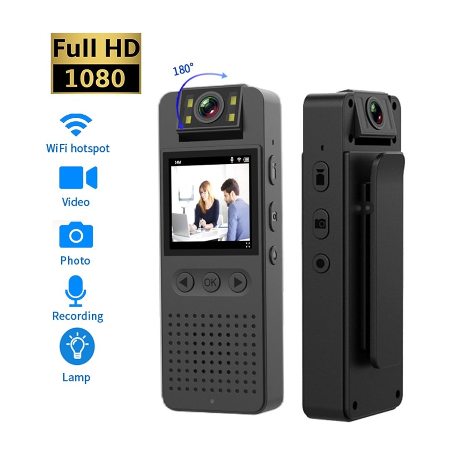 1080P Wireless Mini Body Action Camera Wifi Hotspot Videocamera Schermo LCD A Infrarossi DVR Audio Video Bike Bicicletta Registratore DV Cattura I Dettagli Con Nitidezza(With 32GB TF Card)