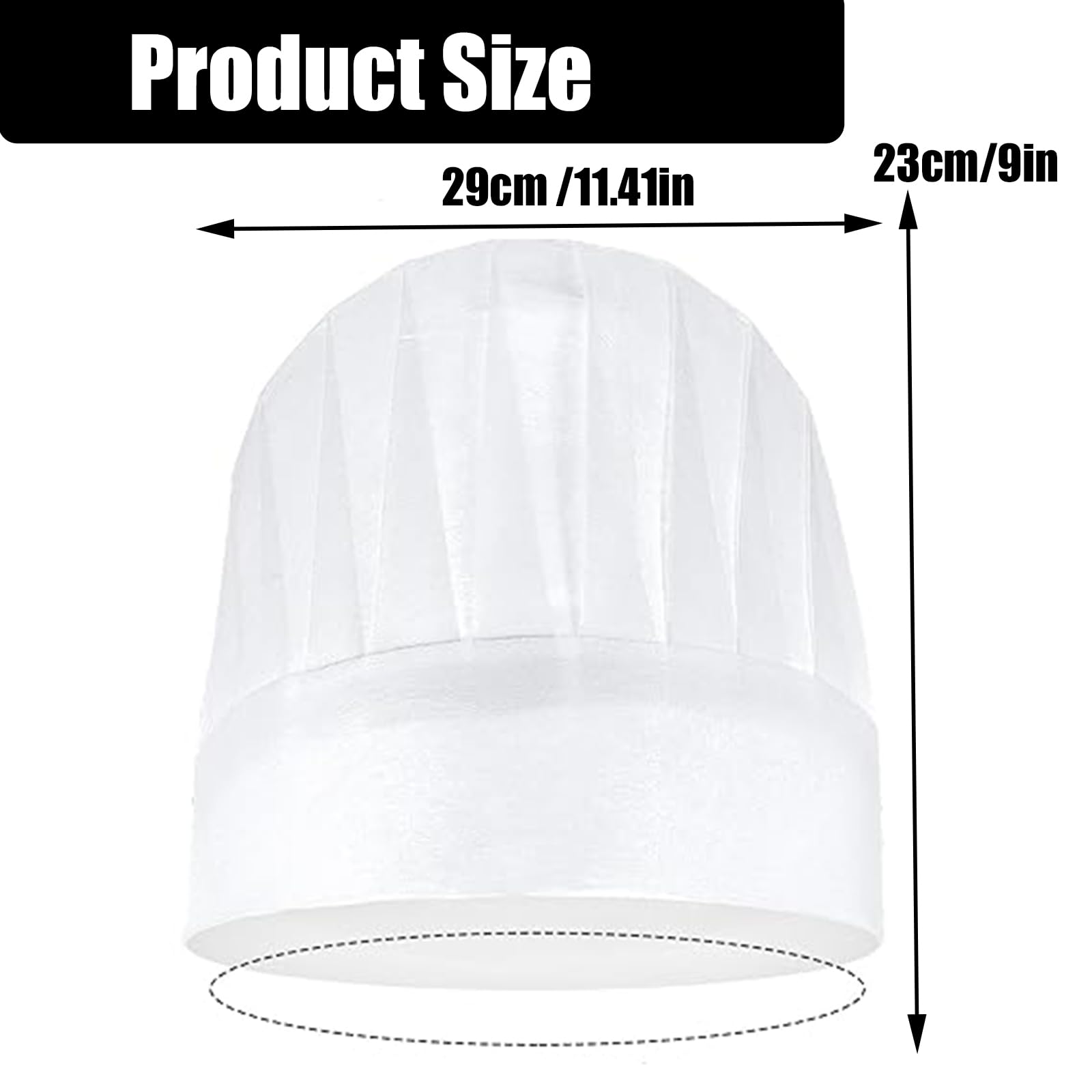 15 Pack Einweg Kochmütze Set, kochmütze Papier, verstellbare Kuppel-Konditorei-Kochmütze, 9 Zoll für Home Küche, Restaurants
