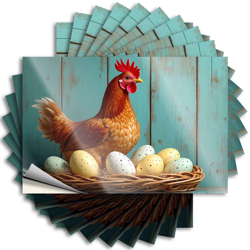 Tattoo Coastal Rustic Water A Chicken Sits On A Nest of Colorful Eggs - No Residue Decals for Inside(12X18CM)