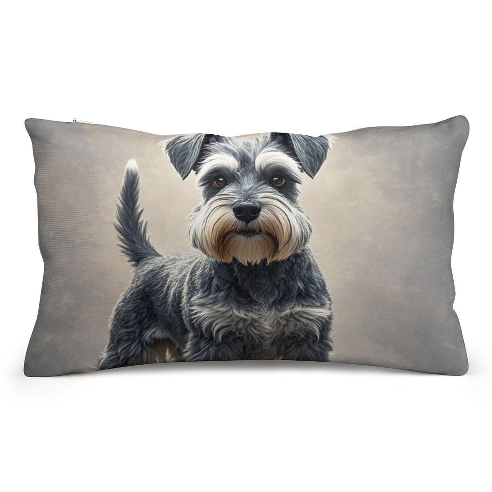Velvet Pillowcases Standard Size 8"x12", Ultra Soft Breathable Pillow Cases for Bed, Luxury Cozy Fuzzy Pillow Shams, Lumbar Pillow Cover, Schnauzer Cushion Case Home Decor