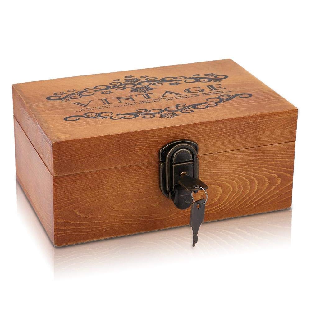 Greeflu Wooden Box,Vintage Style Wooden Box Storage Box Display Decoration Wood Storage Box Small Trunk Box for Jewelry Storage Keepsake Box(#1)