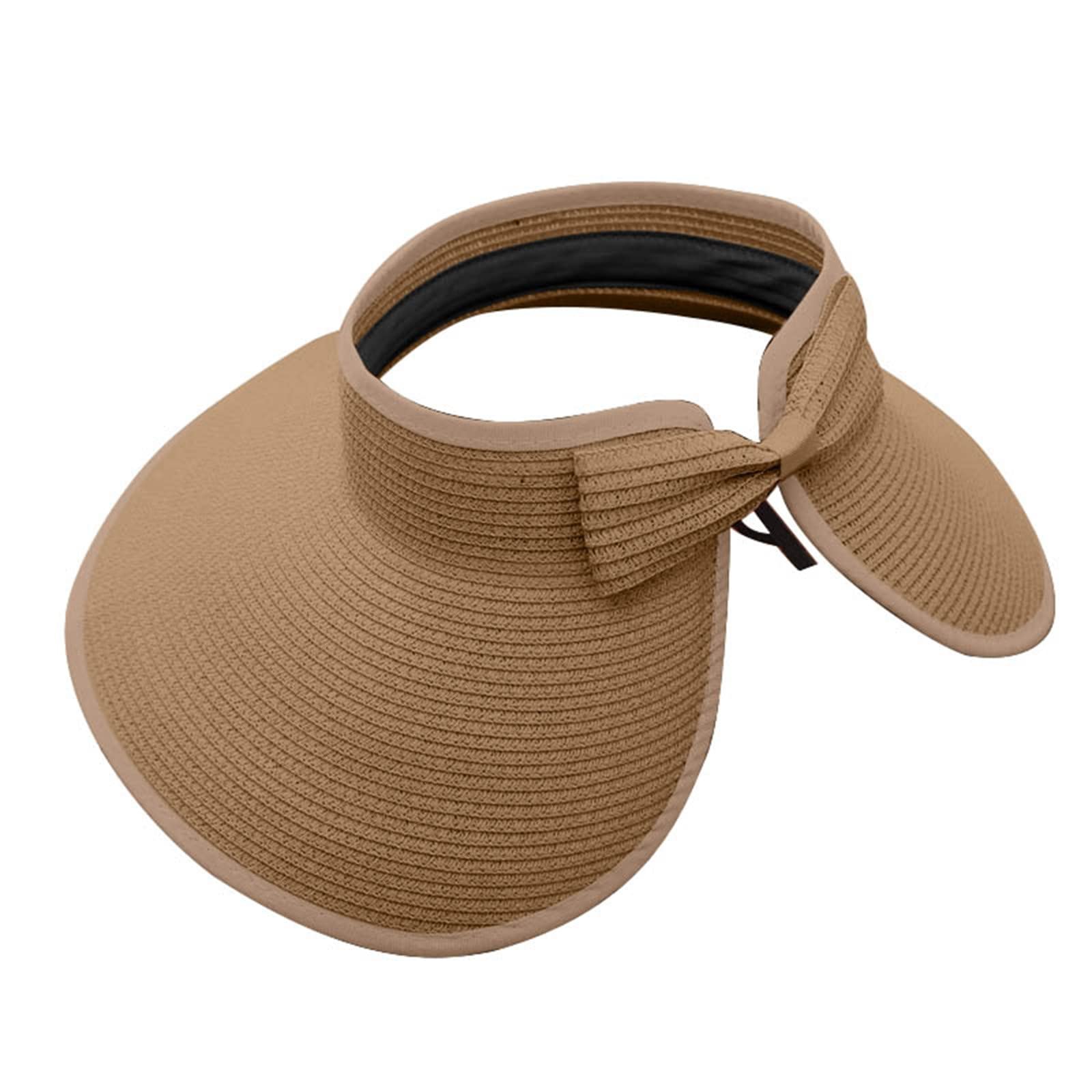 Unbekannt Sombreros de visera para mujer de ala ancha, viseras de paja, viseras de playa plegables, sombrero de playa de verano para enrollar sombrero de jardín para hombre