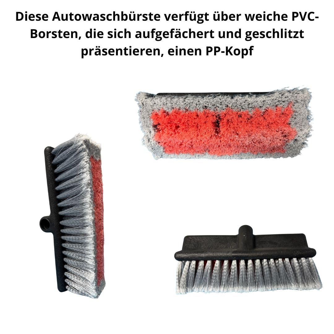 CARCOMMERCE Waschbürste Bürste - Autowaschbürste mit Teleskopstiel - Teleskop Reinigungsbürste ausziehbar für KFZ, Booten, Photovoltaik-Panels (130-250cm)