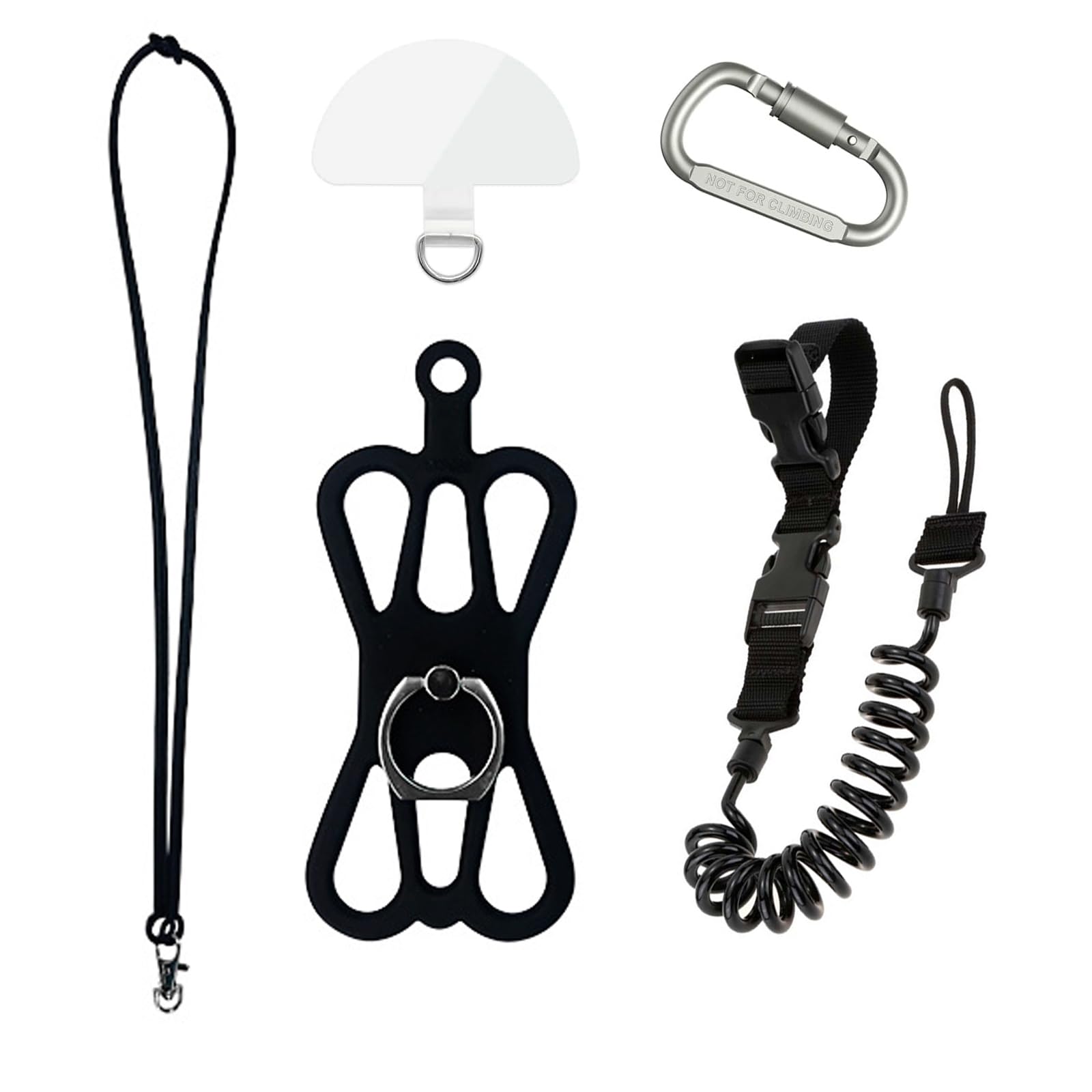 Supkeyer Universal Phone Lanyard Holder, Fishing Phone Tether+Ring Grip, Phone Leash Tactical Pistol Lanyard+Clip for iPhone