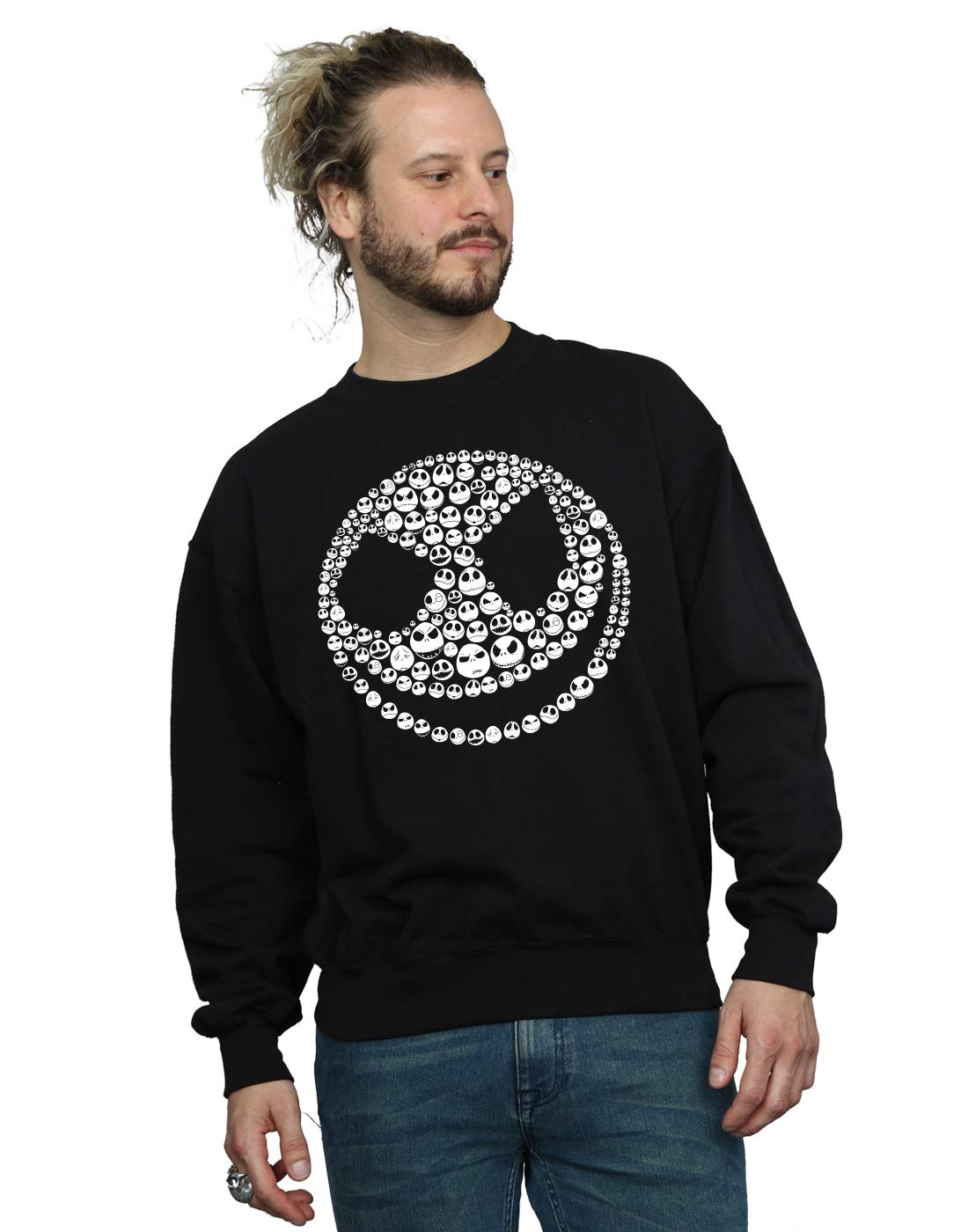 Absolute Cult Men's Black Disney Nightmare Before Christmas Jack Skull Collage Sweatshirt Medium