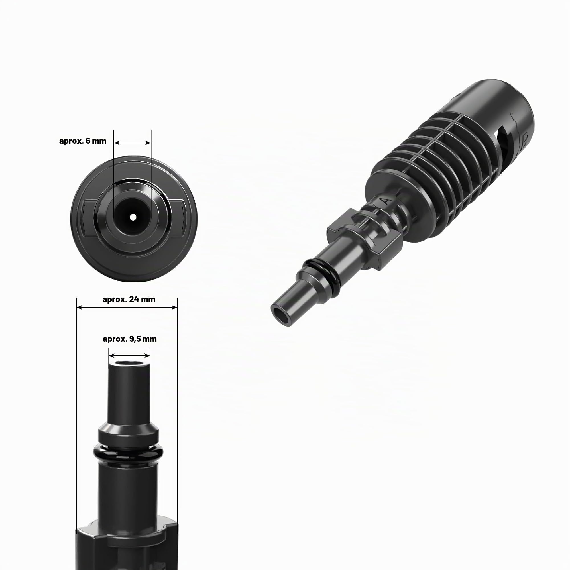 Adaptador para Parkside Lidl PHD 100 A1 B2 C2 D2 E3 y PHD 150 A1 B2 C2 D3 apto por ejemplo para accesorios Kärcher (para dimensiones ver imágenes)