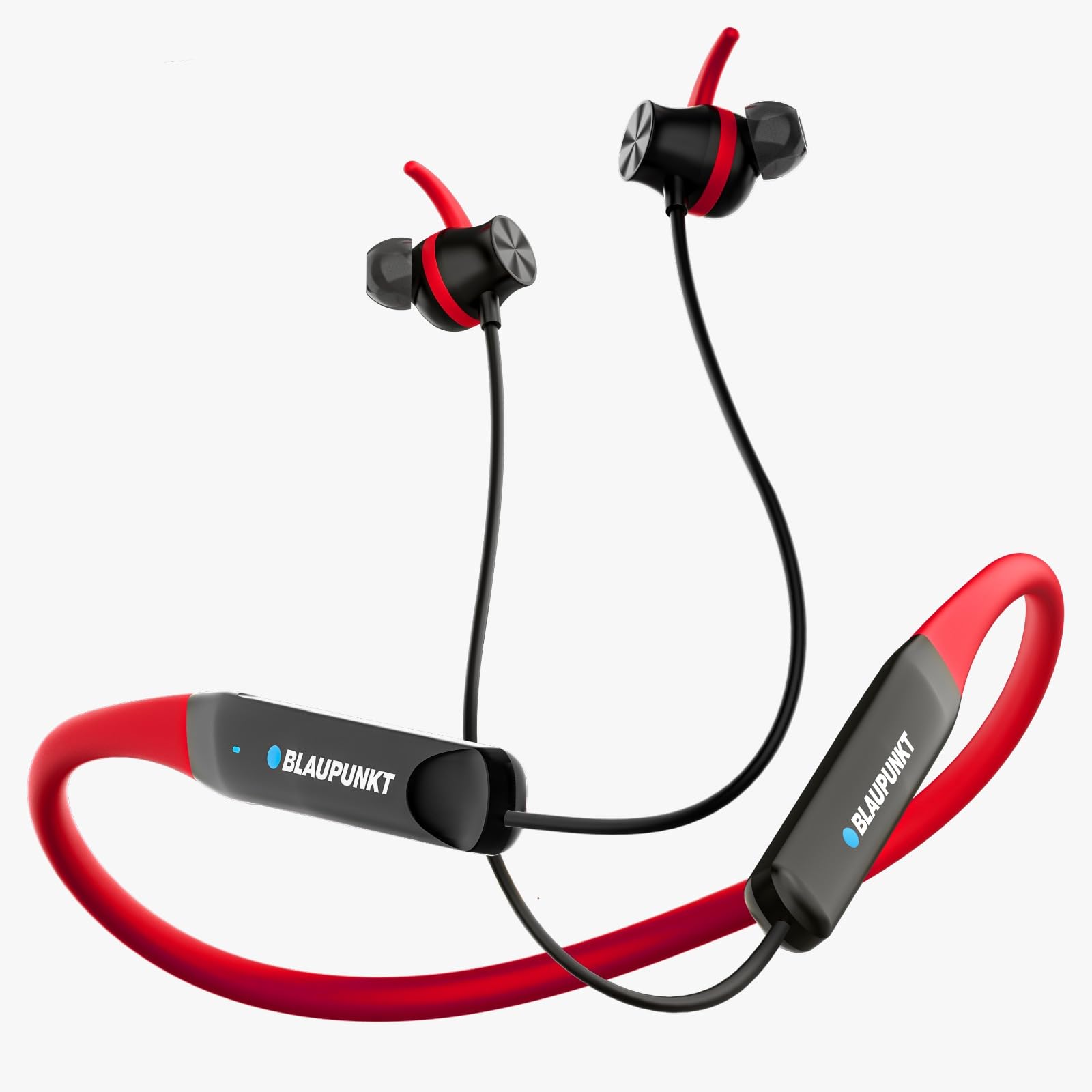 Blaupunkt BE120 Touch Wireless in Ear Neckband with Touch for On-Off (Volume Control On The Phone) Premium Style, No Need to Charge for & Days, 40 Hrs Playtime (RED)