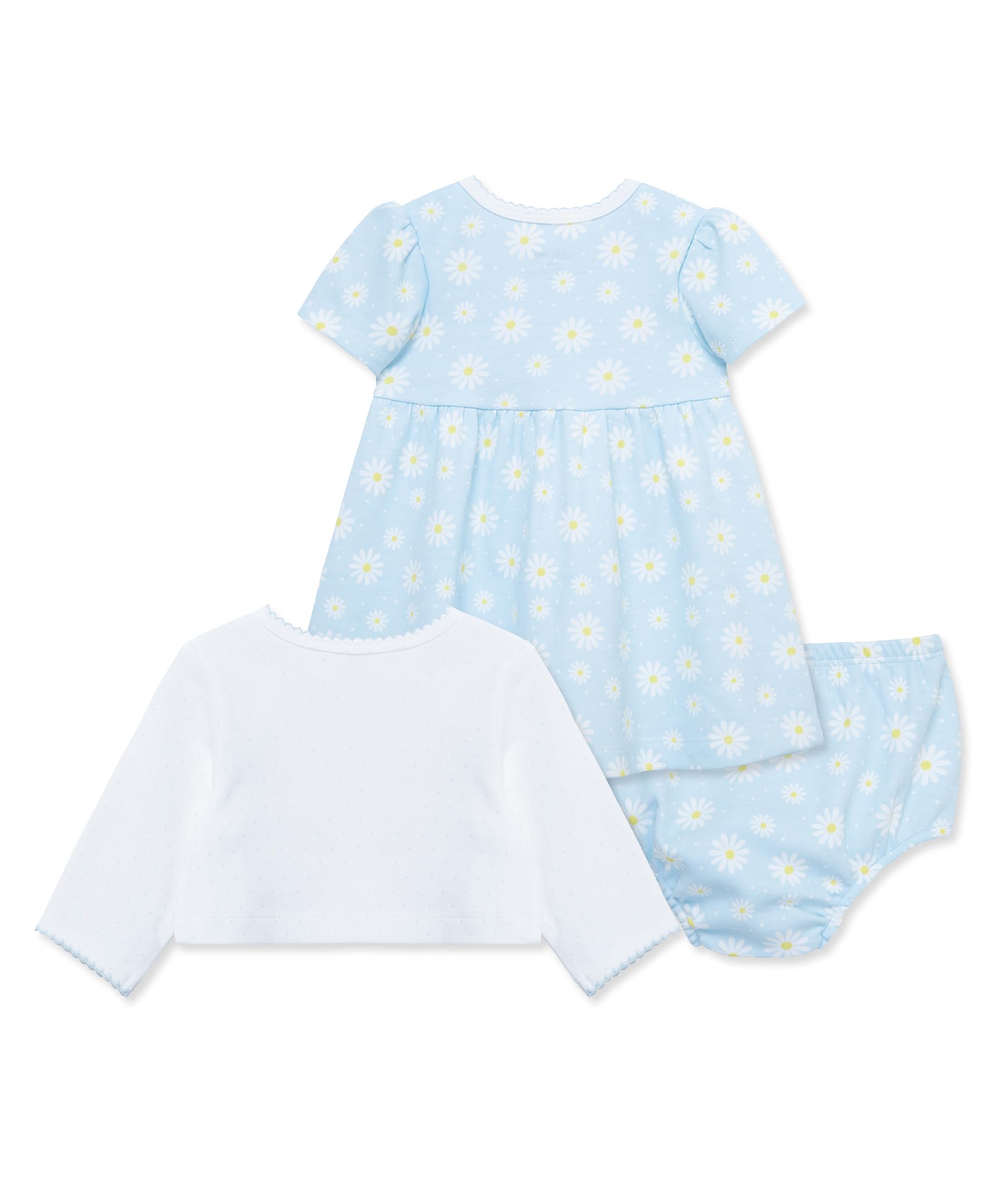 Little Me Clothes for Baby Girls' Daisy Dot Dress Set with Panty, Nantucket Breeze/White, 3 Months