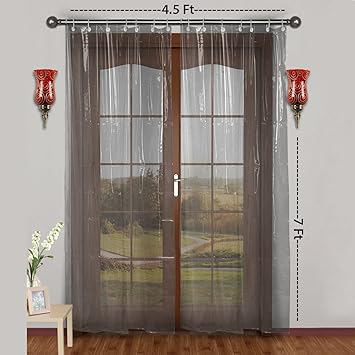 CASA-NEST PVC Solid Thick Transparent AC Curtain -White, Standard, 7ft, Width 4.5 ft, 0.23 mm AC001, Pencil Pleat