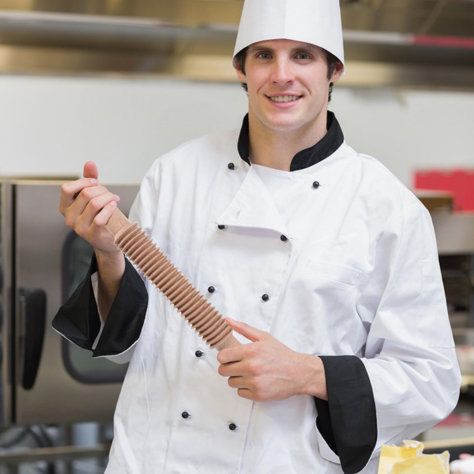 CRAFTHROU Mattarello per Troccoli in Legno Design a Vite, Rullo da Pasticceria Professionale Facile da Usare per Ristoranti e Preparazione Pasta