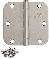 SORGMACH Satin Nickel Door Hinges 3.5 Inch 5/8" Radius Corners - 12 Pack Heavy Duty Interior Hinges with Screws
