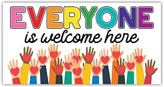 (3Pcs - 7.5x3.75 in) Everyone is Welcome Here Bumper Sticker, Inclusion Diversity Unity LGBT Car Decal, Social Movement Truck Vehicle Decoration, Car Accessories, Gift for Family, Friend