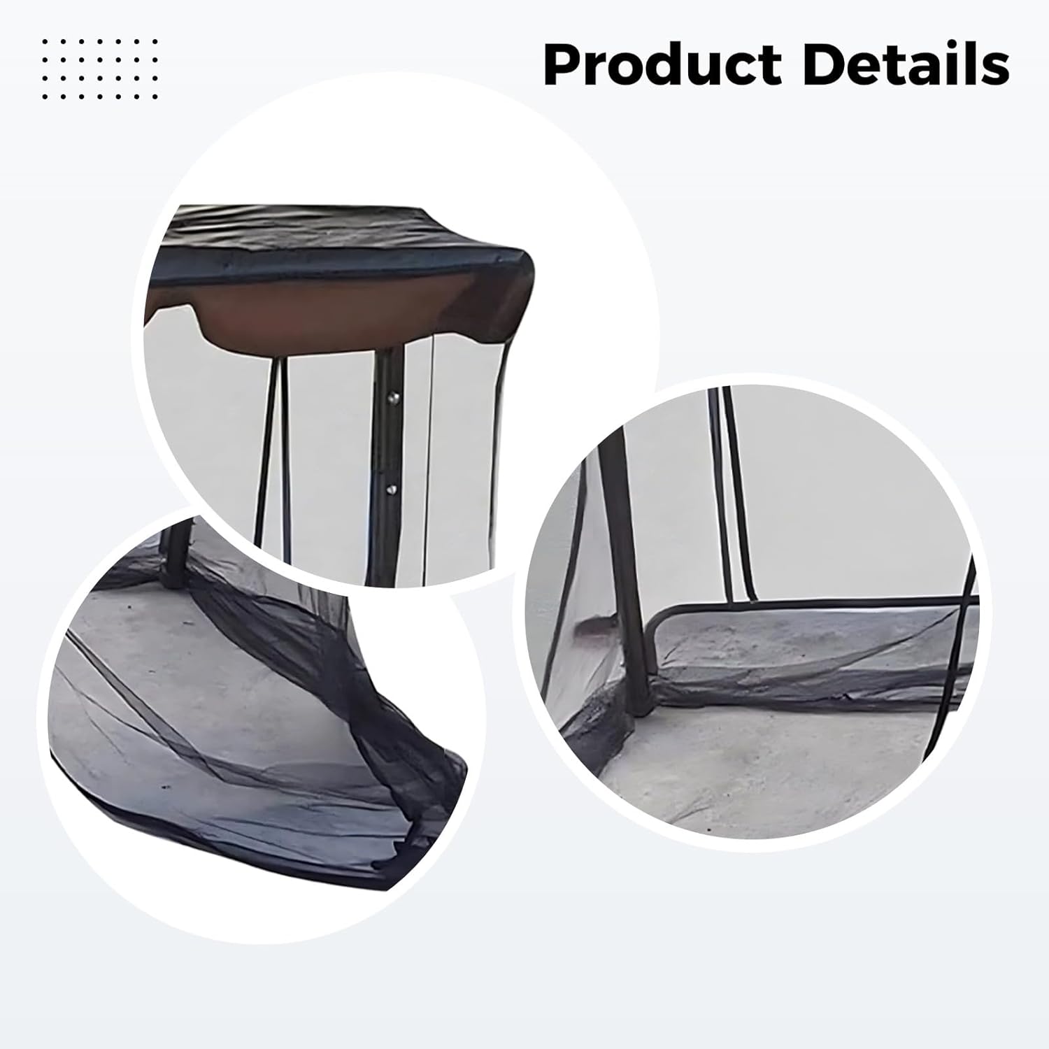 Patio Swing Net for Three, Waterproof Canopy & Zippered Door, 80.7 in X 49.2 in X 81 in, for Outdoor Usage