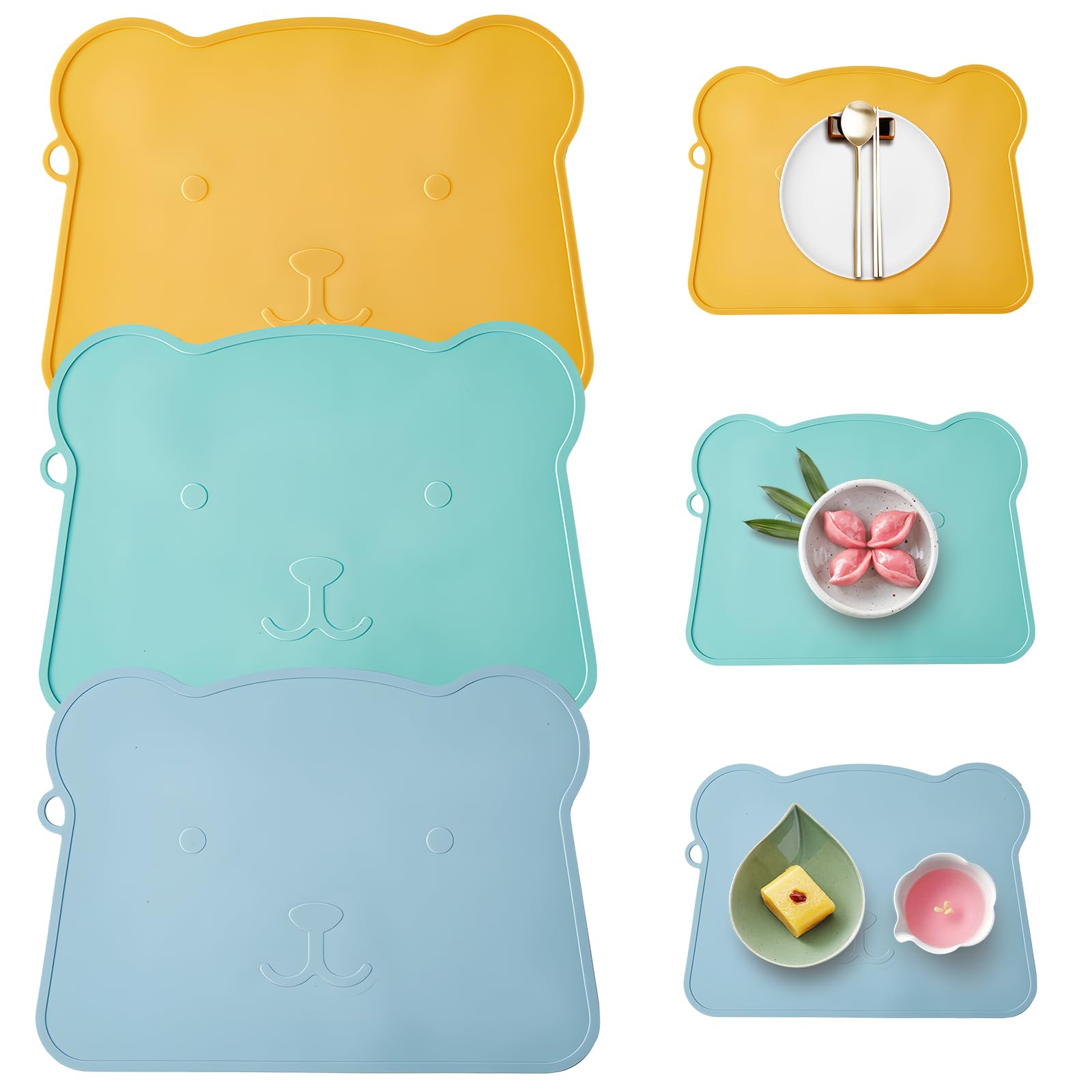 Set de Table en Silicone pour Enfants et Bébés - 3 Tables pour Tout-Petits