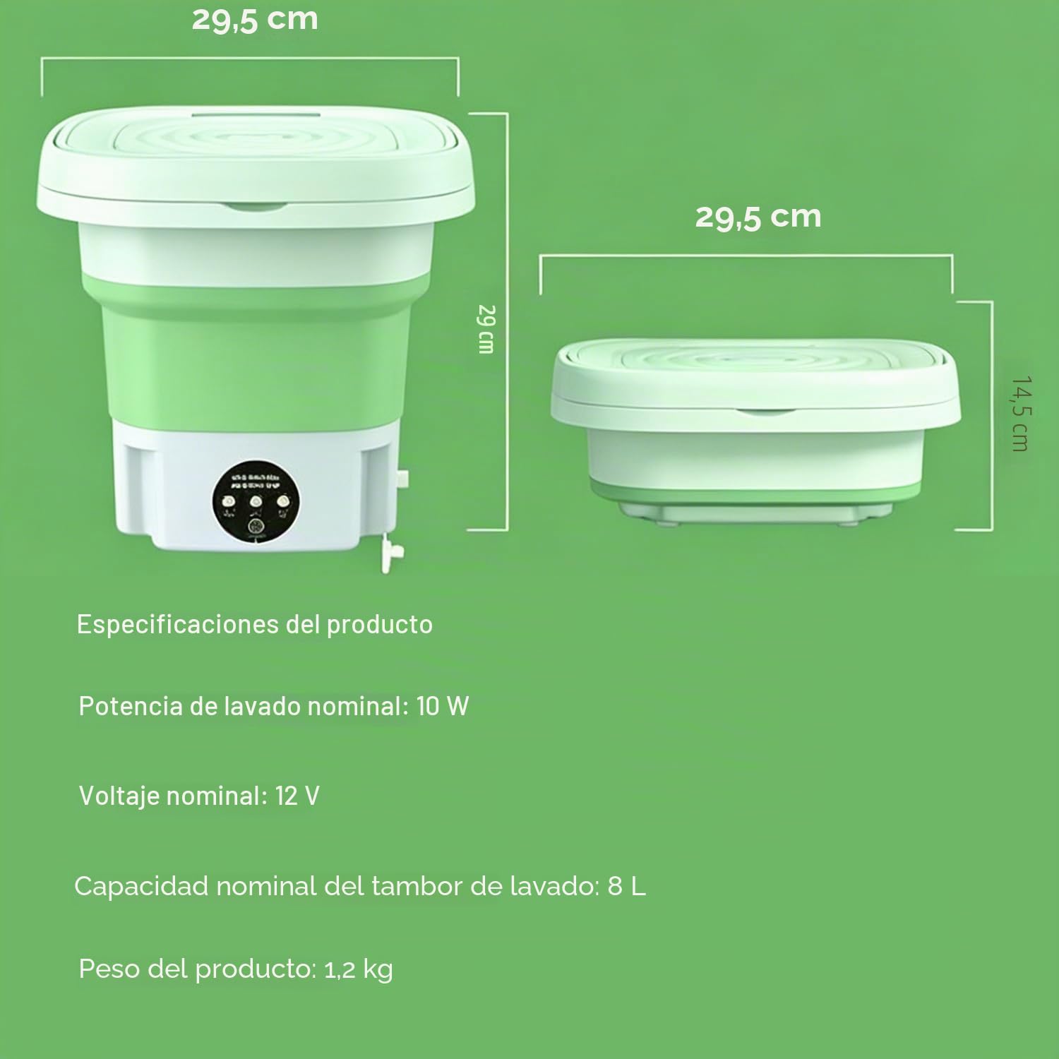 Lavadora Plegable 8L, Mini Lavadora Portátil con 3 Modos de Lavado & Canasta de centrifugado, Ahorro de Energía para Ropa Interior, Calcetines, Ropa de Bebé, Viaje y Residencia Estudiantil