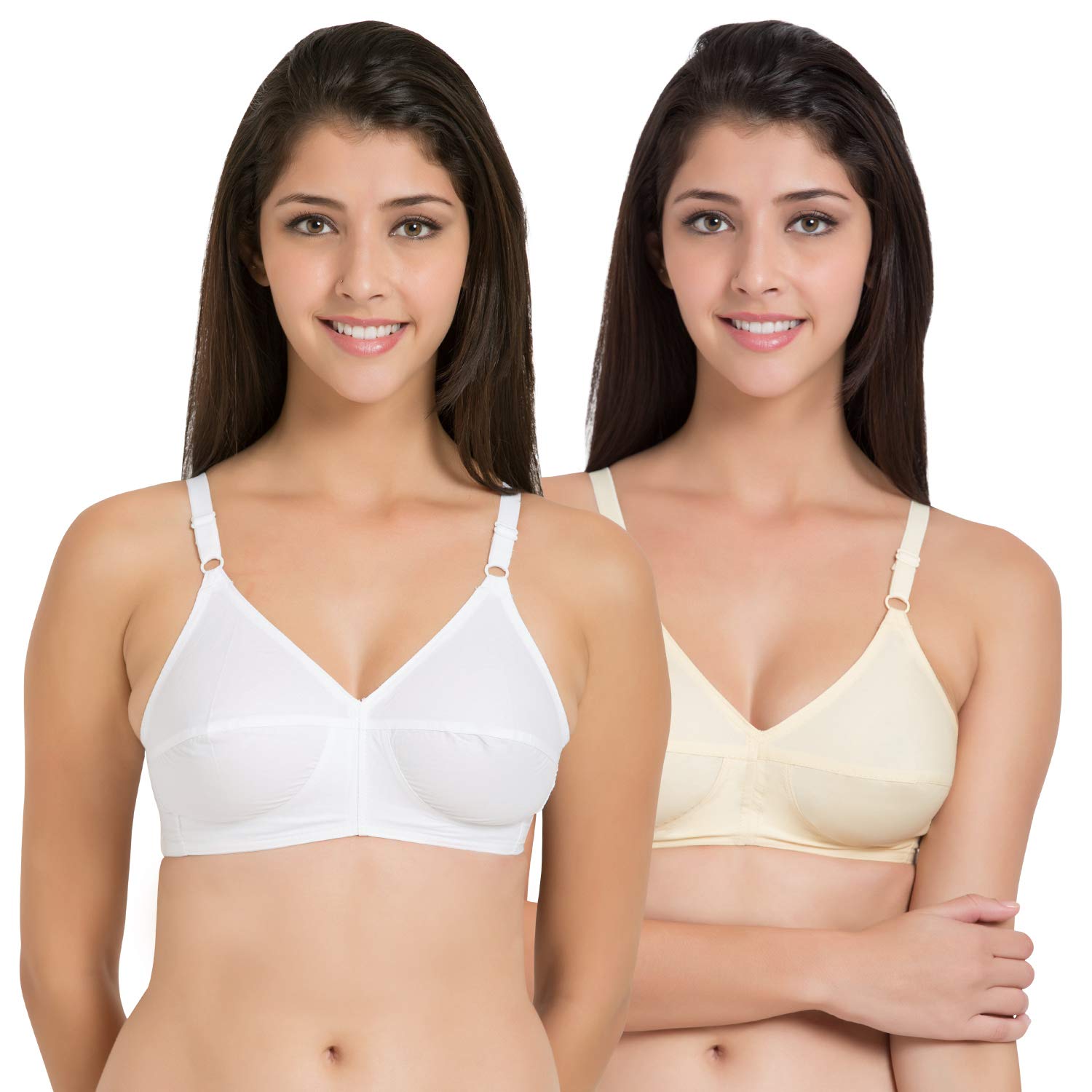 souminie Women's Cotton Non-Padded Wire Free Full Coverage Bra Multicolored | Pack of 2 |-picture-18