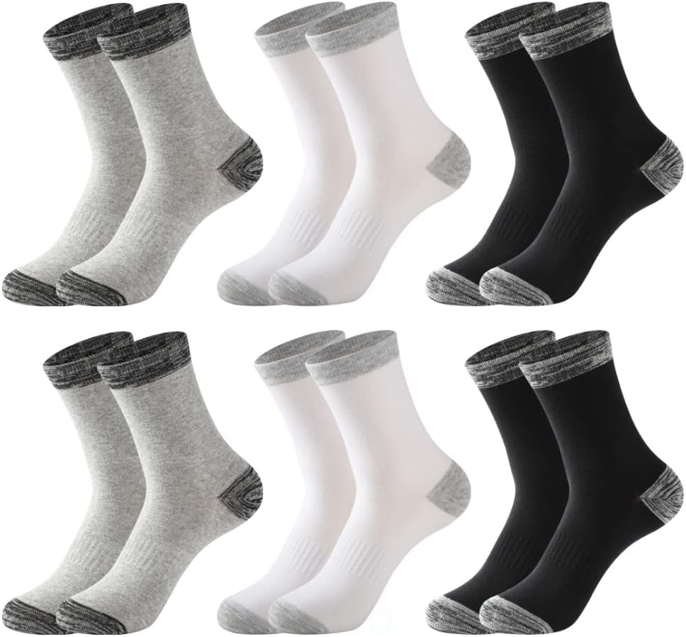 JSEIAJB 6 Pairs Of Winter Men's Socks Cotton Black Business Long Socks Running and Hiking Warm Socks