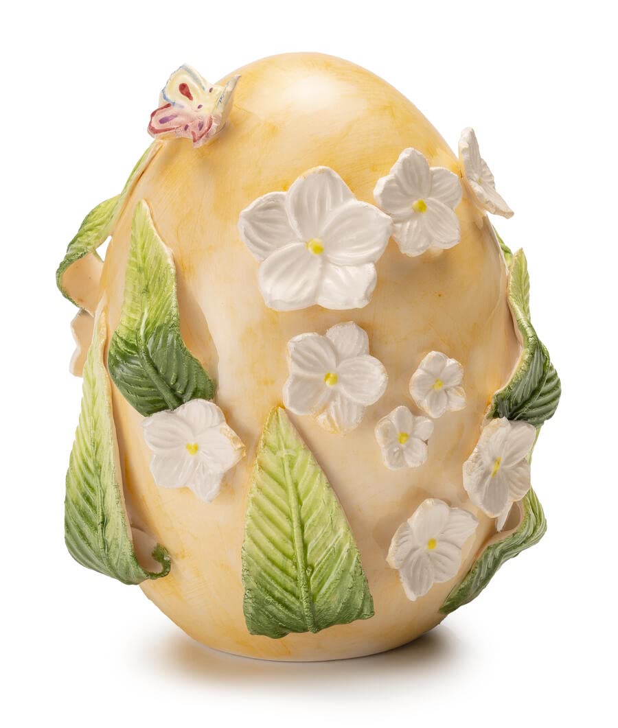Oeuf de Pâques en porcelaine fleurs orange Palais Royal 15 cm décorations de printemps 37684