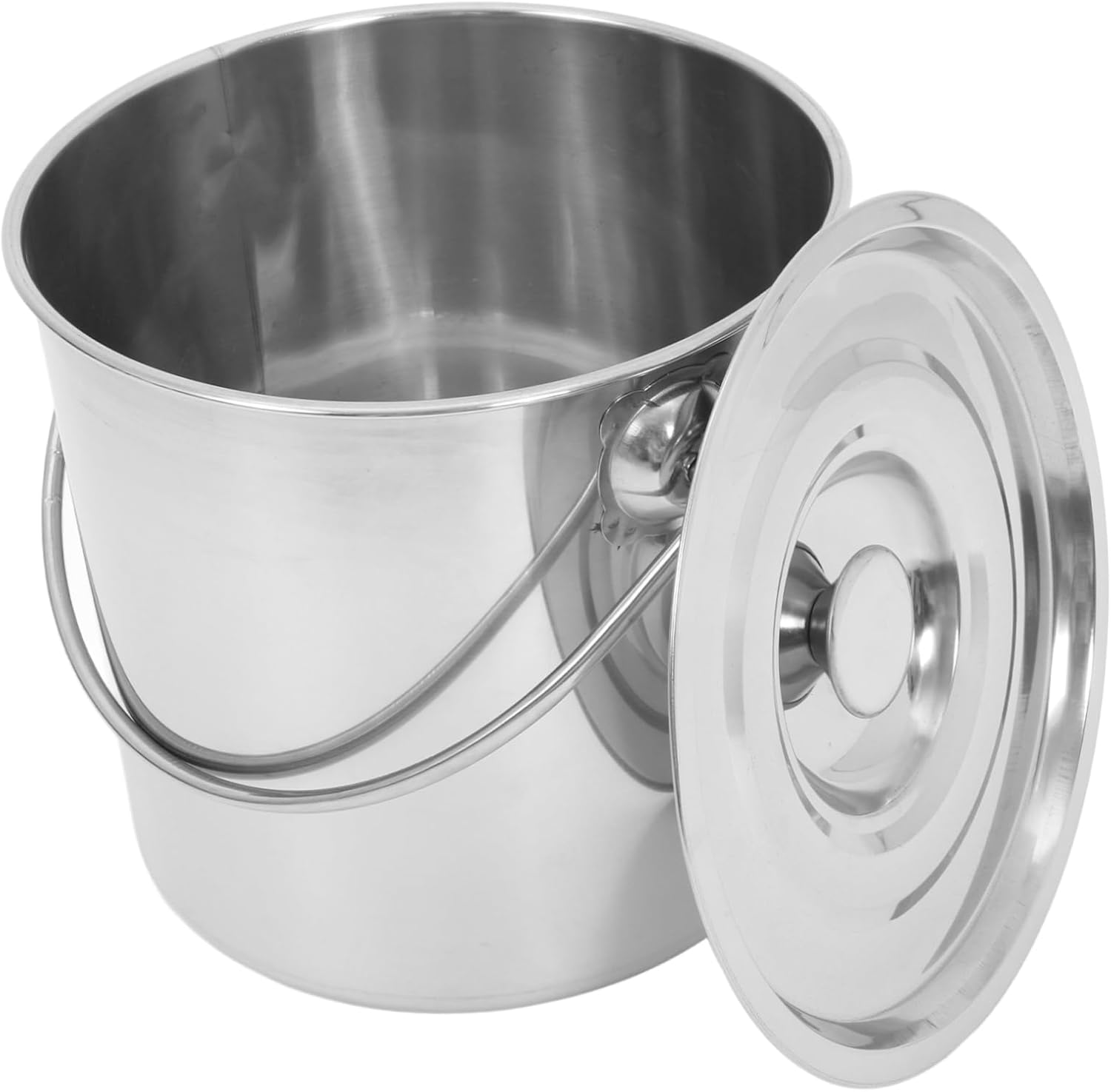 Stainless Steel Bucket Lid and Handle Metal Compost Bin for Kitchen Food Waste Capacity Water Pail for Storage and Organization Resistant